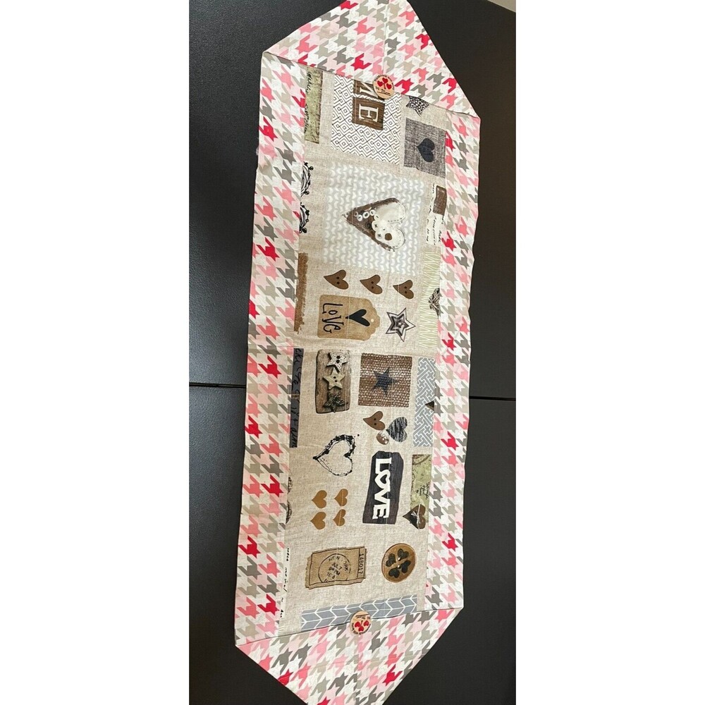 HANDMADE BY MOM VARIOUS HEARTS Colorful Table Runner 41" x 12"